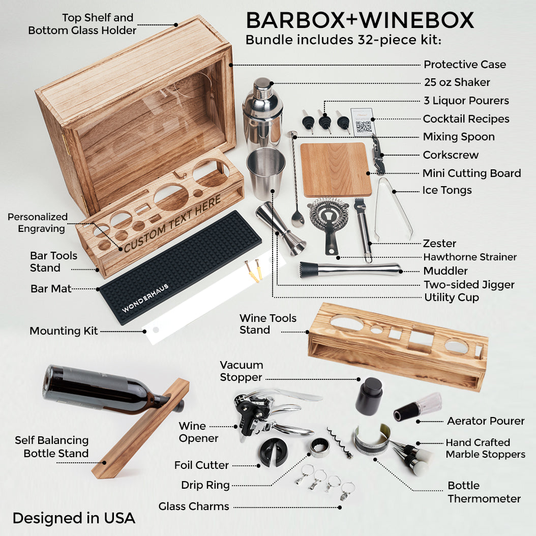 32+ Piece Personalized Barbox - Premium & complete cocktail kit