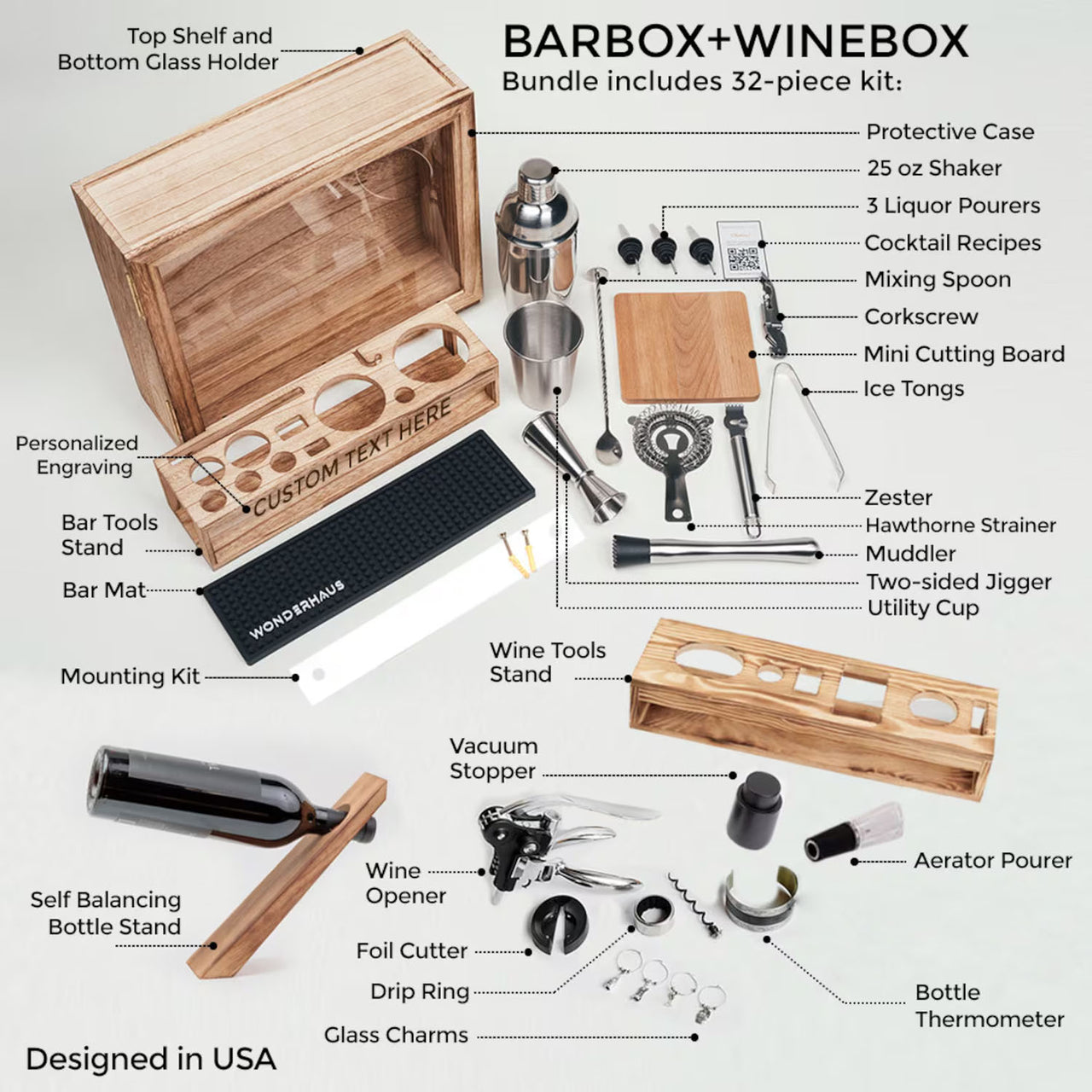 32+ Piece Personalized Barbox - Premium & complete cocktail kit