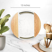 Thumbnail for Personalized marble round cheeseboard with handles