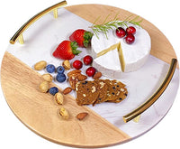 Thumbnail for Personalized marble round cheeseboard with handles